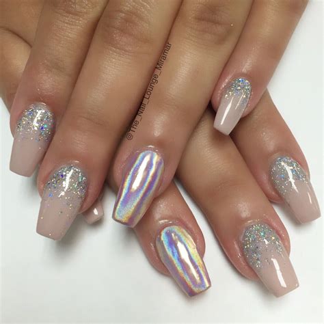 chrome over glitter nails